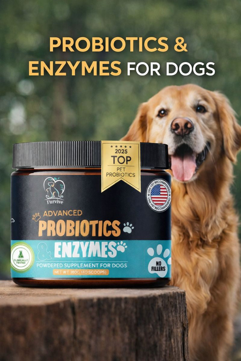 Dog Probiotics and Enzymes for Digestive Health, Gut Support, Gas & Seasonal Allergies